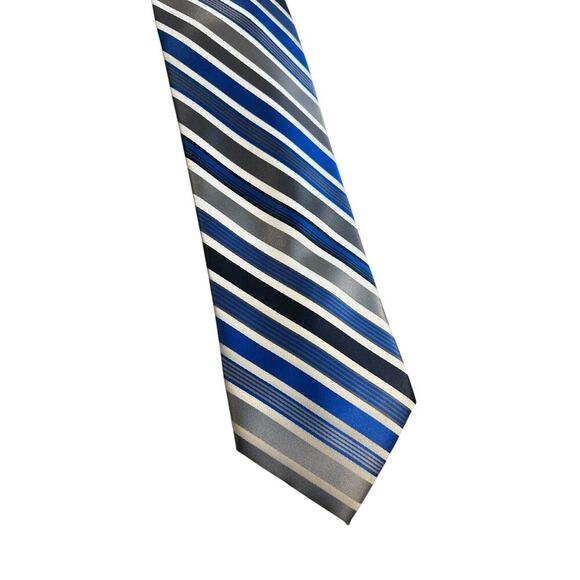 Vintage Colours Men's Alexander Julian Blue and Gray Striped Tie - Picture 2 of 6
